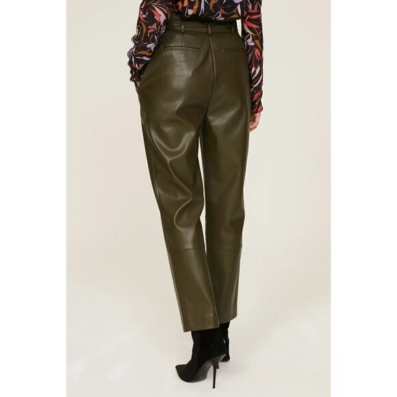 Peter Som Collective Faux Leather Pants Green Womens Size 4 - Picture 3 of 12
